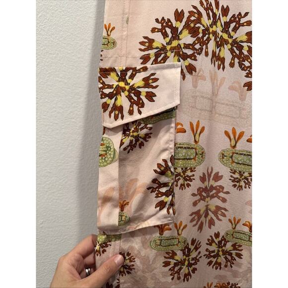 Love Binetti Size Large Silk Cargo Polanco Pants Print Anthropologie Cropped - Picture 4 of 8